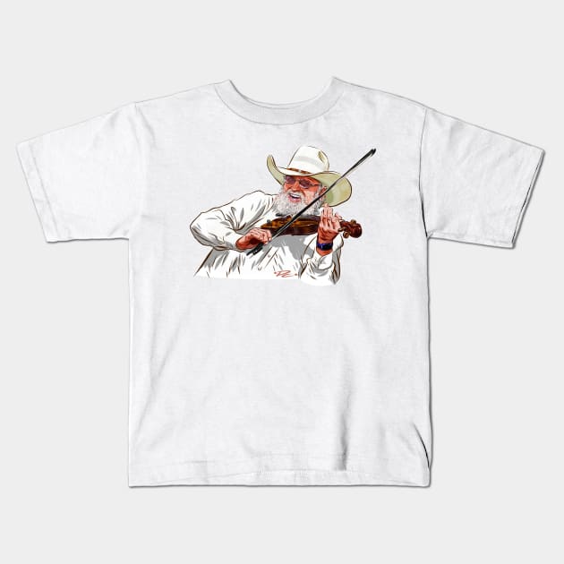 Charlie Daniels - An illustration by Paul Cemmick Kids T-Shirt by PLAYDIGITAL2020